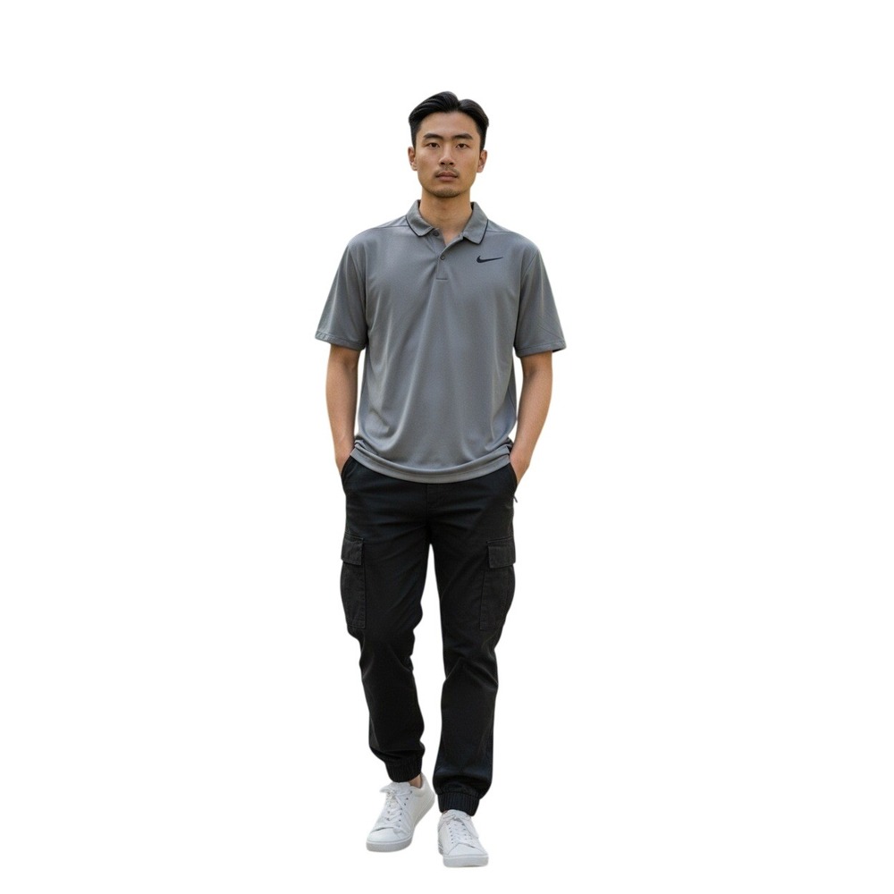 Nike Golf Dri-FIT Polo Shirt Mens Medium Gray Short Sleeve Standard Fit Swoosh